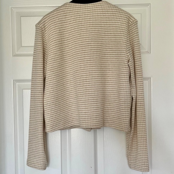 Amour Vert Erin Scallop Knit Jacket - natural oatmeal, size S - Picture 5 of 9